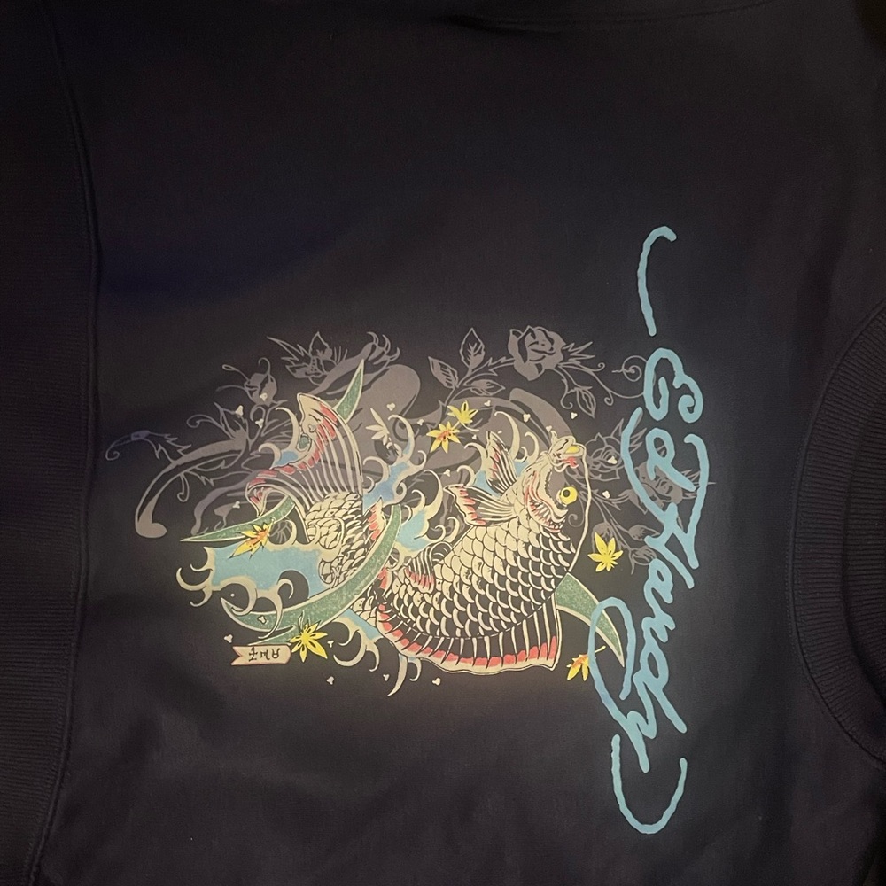Blue end hardy crop Graphic Sweatshirt with Design